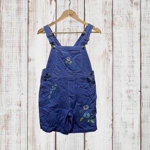 LL Bean Floral Embroidery Shorts Overalls